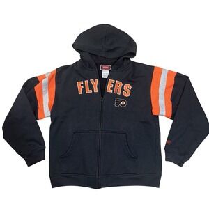VTG Vintage Reebok Faceoff Philadelphia Flyers NHL Zip Up‎ Hoodie Youth 14/16